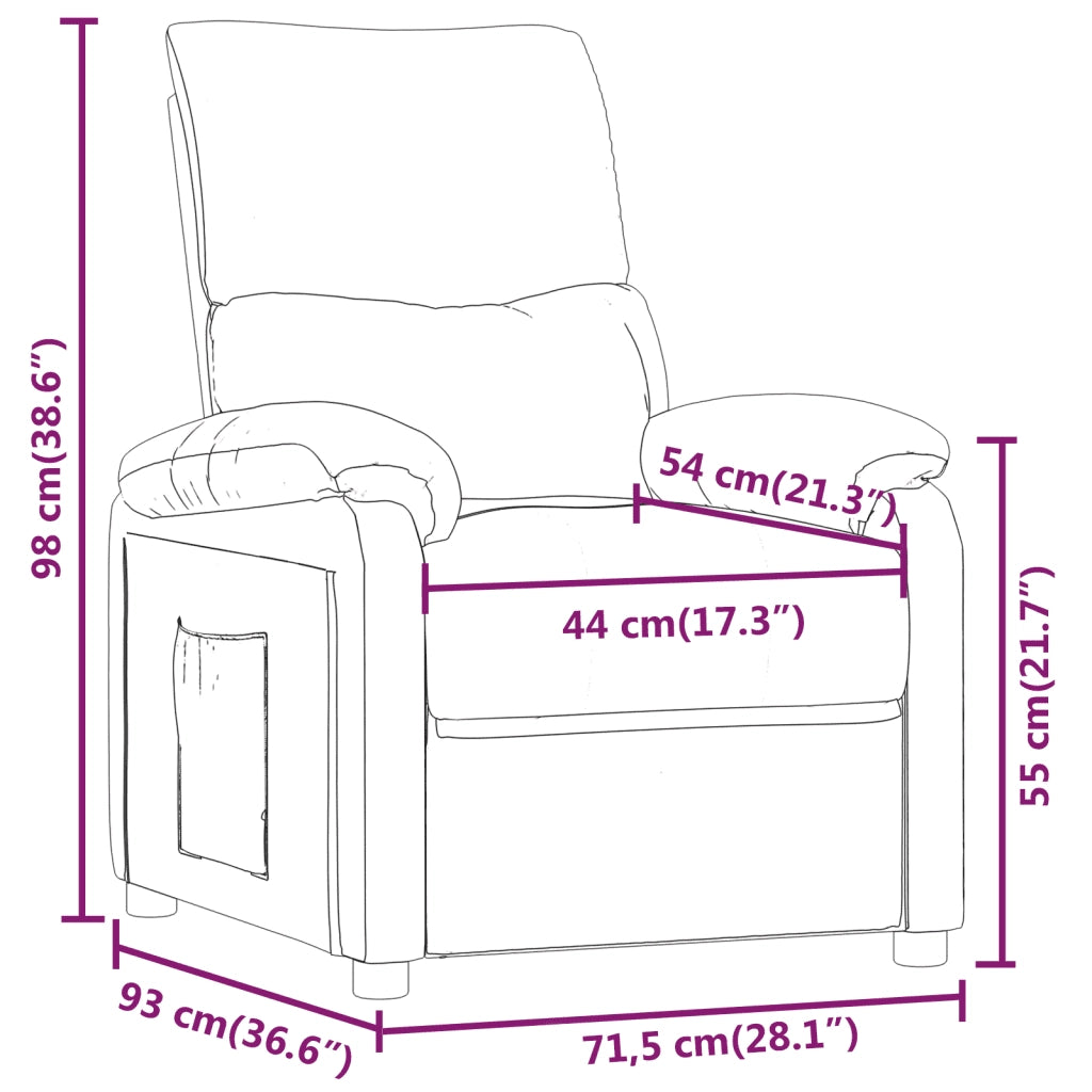 Poltrona Reclinabile Marrone Scuro in Tessuto 342455