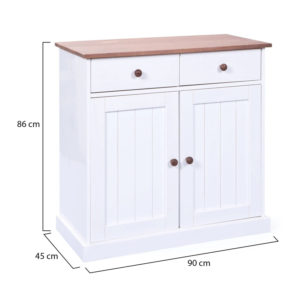 Madia Buja, Credenza 2 Cassetti, 90x45x86h cm Bianco