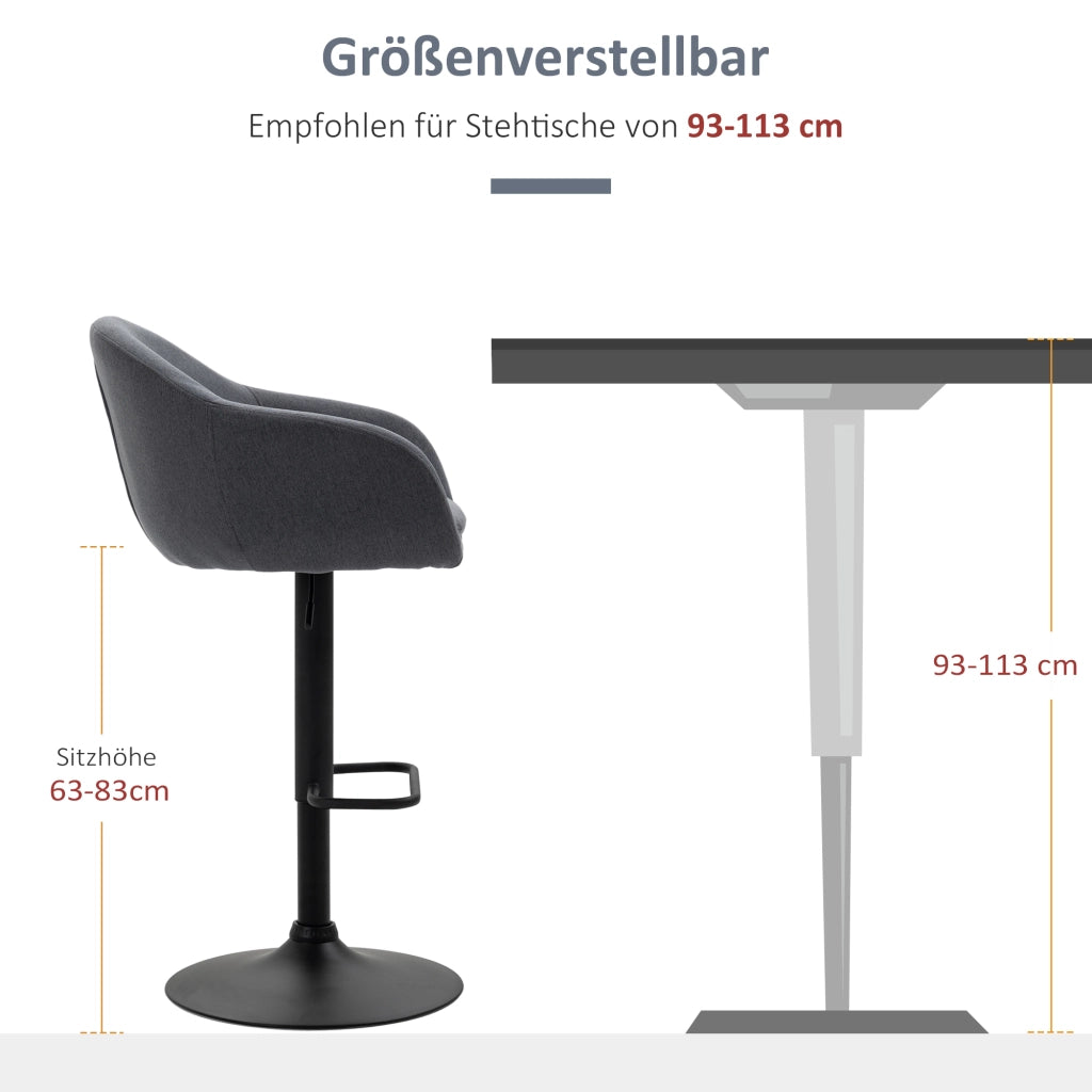 Sgabello da Bar con Poggiapiedi ¨C Minimal ¨C Grigio 54x54x112 cm
