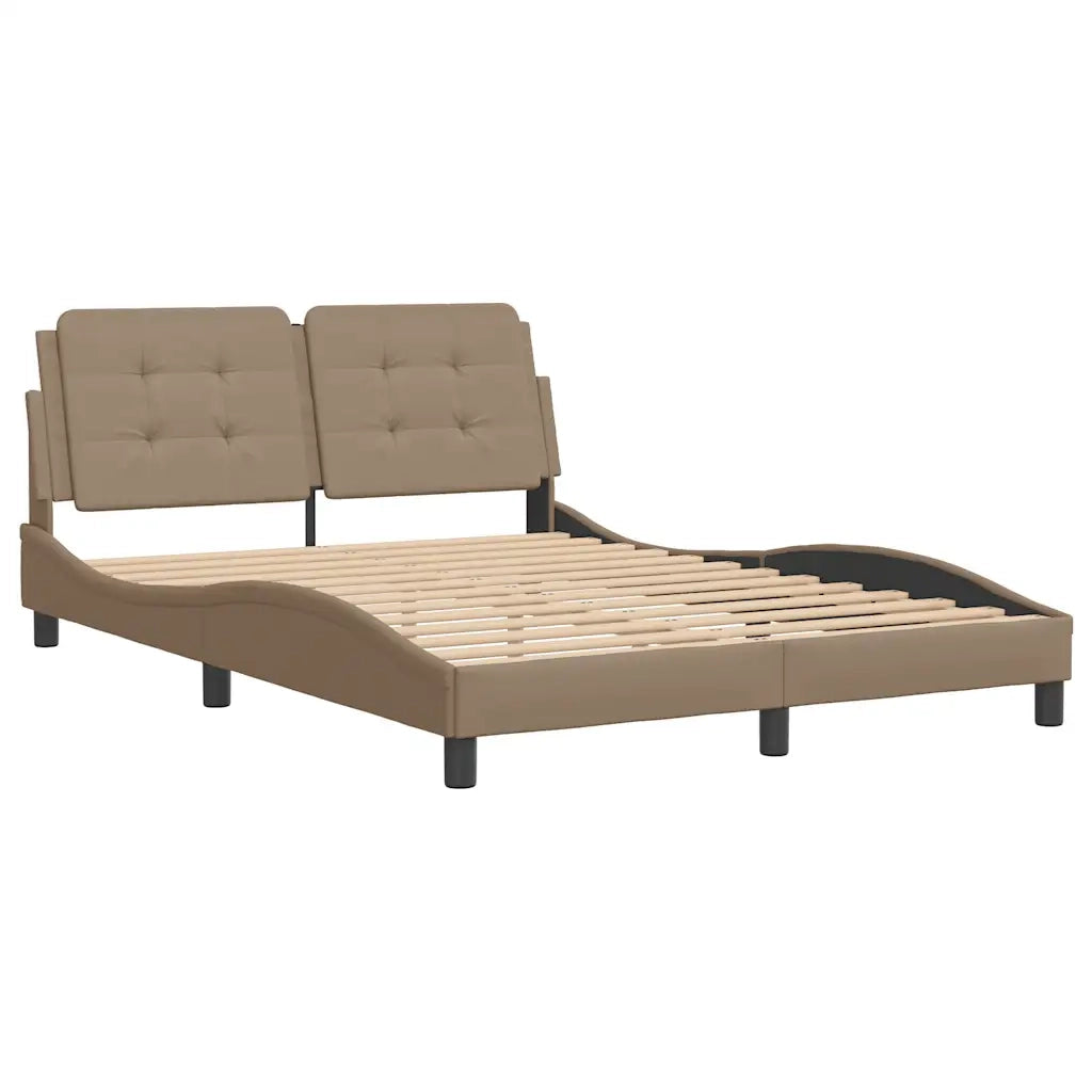 Letto matrimoniale | Letto per adulti | Giroletto senza Materasso Zadar Cappuccino 140x190 cm in Similpelle