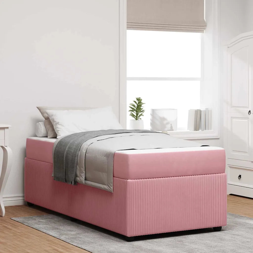 Letto singolo | Letto per adulti | Struttura del letto con materasso Rosa 100 x 200 cm Tessuto
