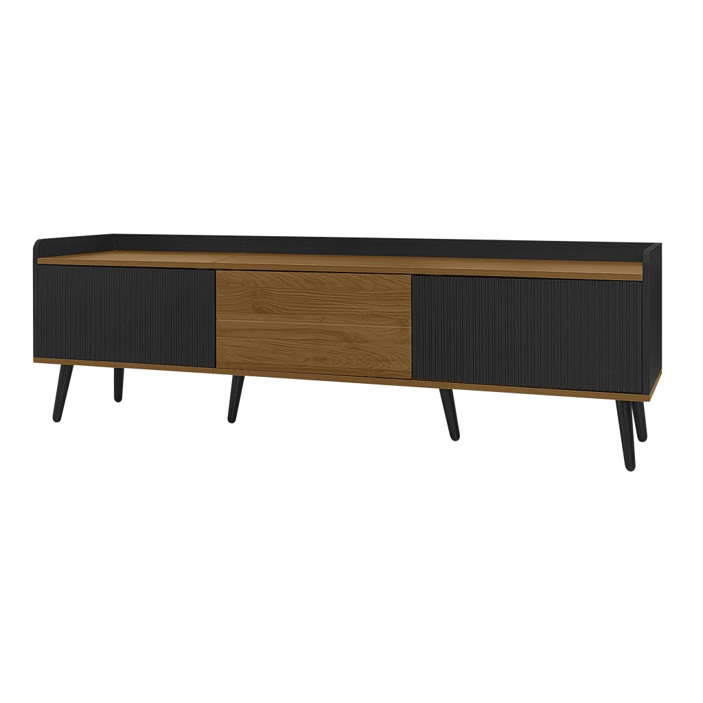 Cassettiera per TV nero e naturale in MDF e truciolare lunghezza 160 cm