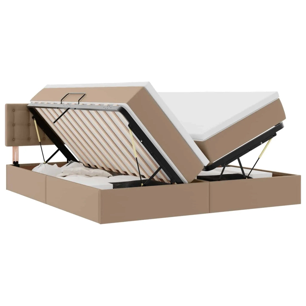 Letto con contenitore e LED con led Cappuccino 180 x 200 cm 3371544