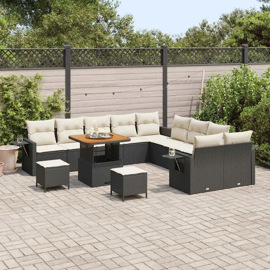 Set Divano da Giardino 13 pcs Nero polyrattan 3361800