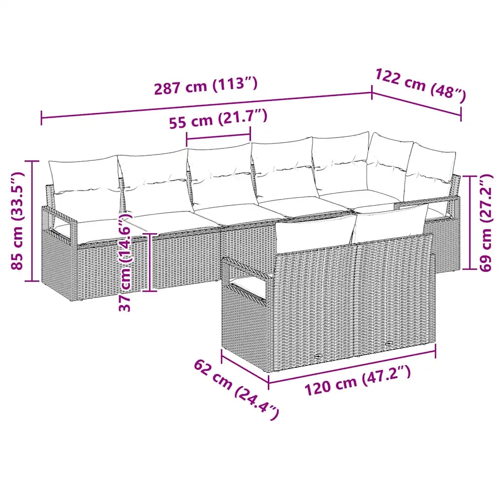 Set di divani 8 pcs Nero polyrattan 3346427