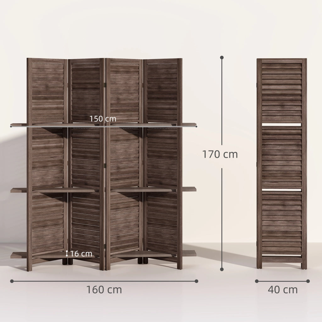 Paravento in legno 4 pannelli ¨C zephmum ¨C 160x170 cm noce