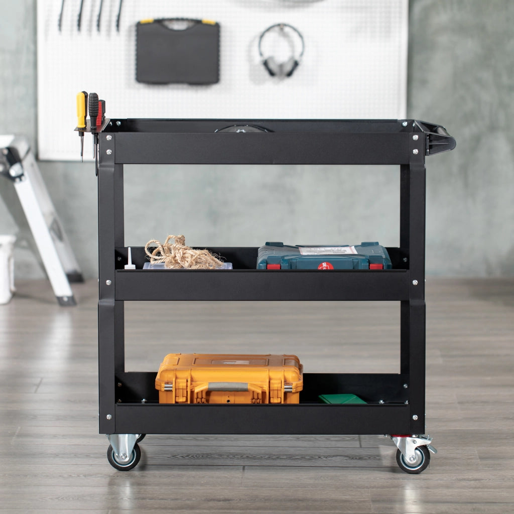 Carrello Portautensili con Ruote ¨C Xylo ¨C 3 Ripiani 83x35,3x76cm Nero