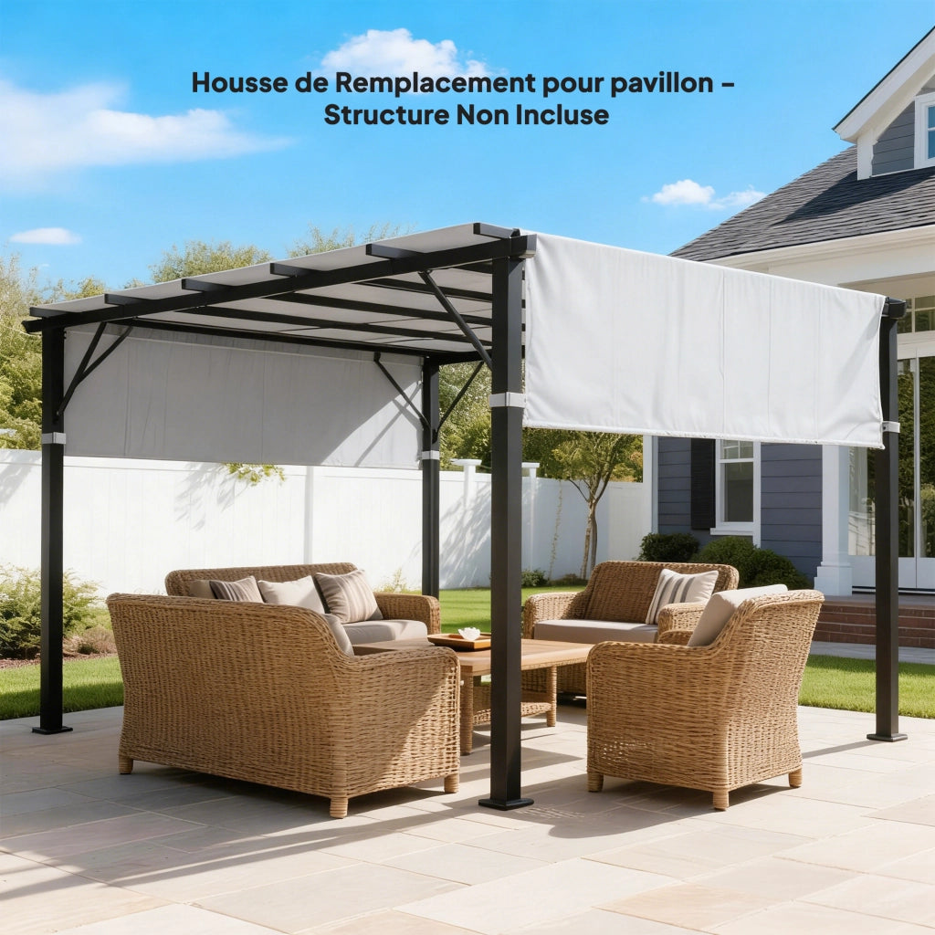 Tenda da Pergola 2 Pezzi ¨C Minimal ¨C Grigio Chiaro Polyester 4.9x1.2m