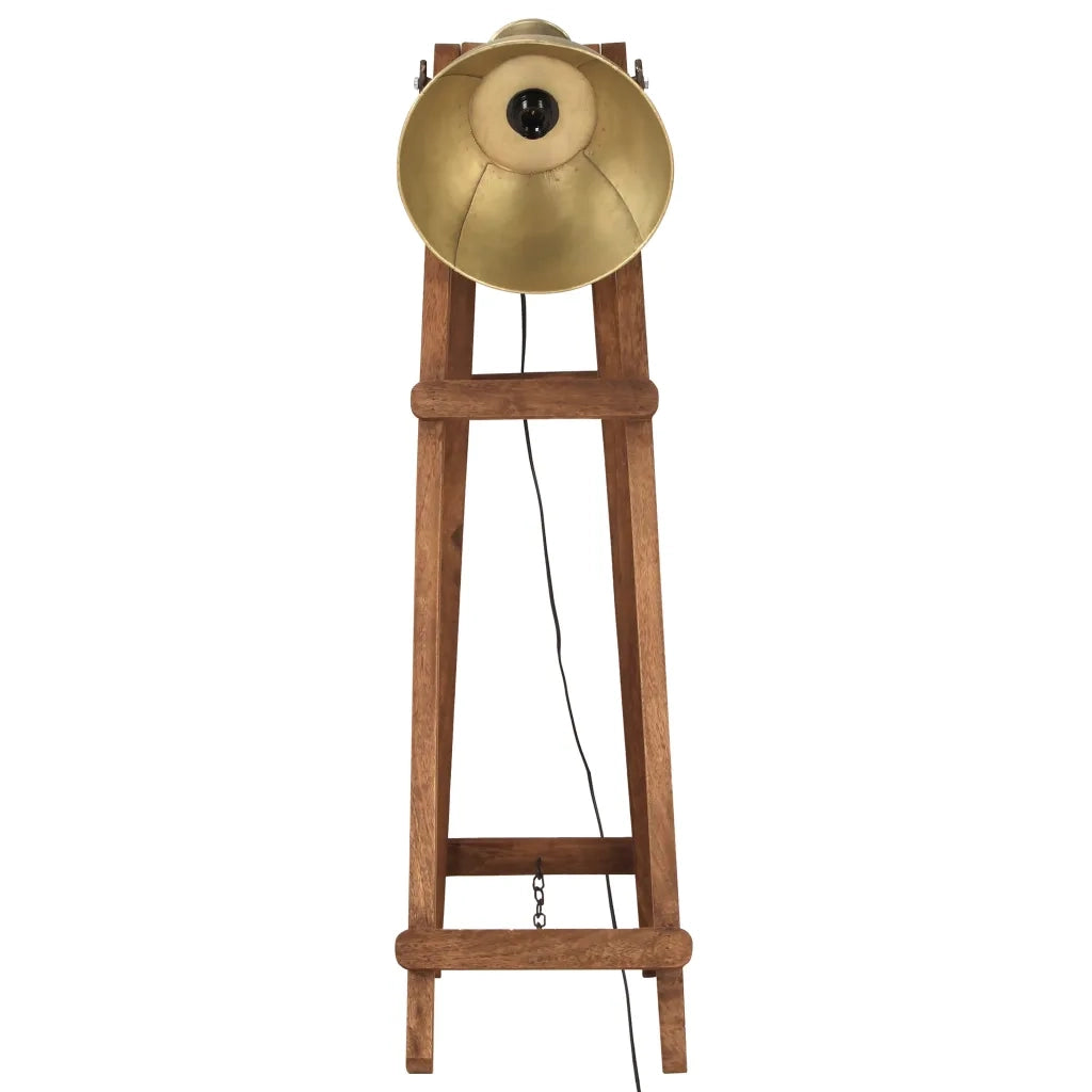 Lampada da Pavimento Ottone E27 in Legno Massello di Mango 320588