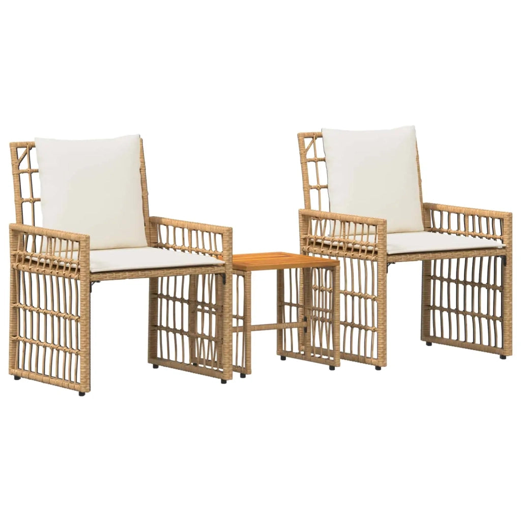 Set di Mobili da Esterno 3 pcs Naturale e Bianco Crema 42025140