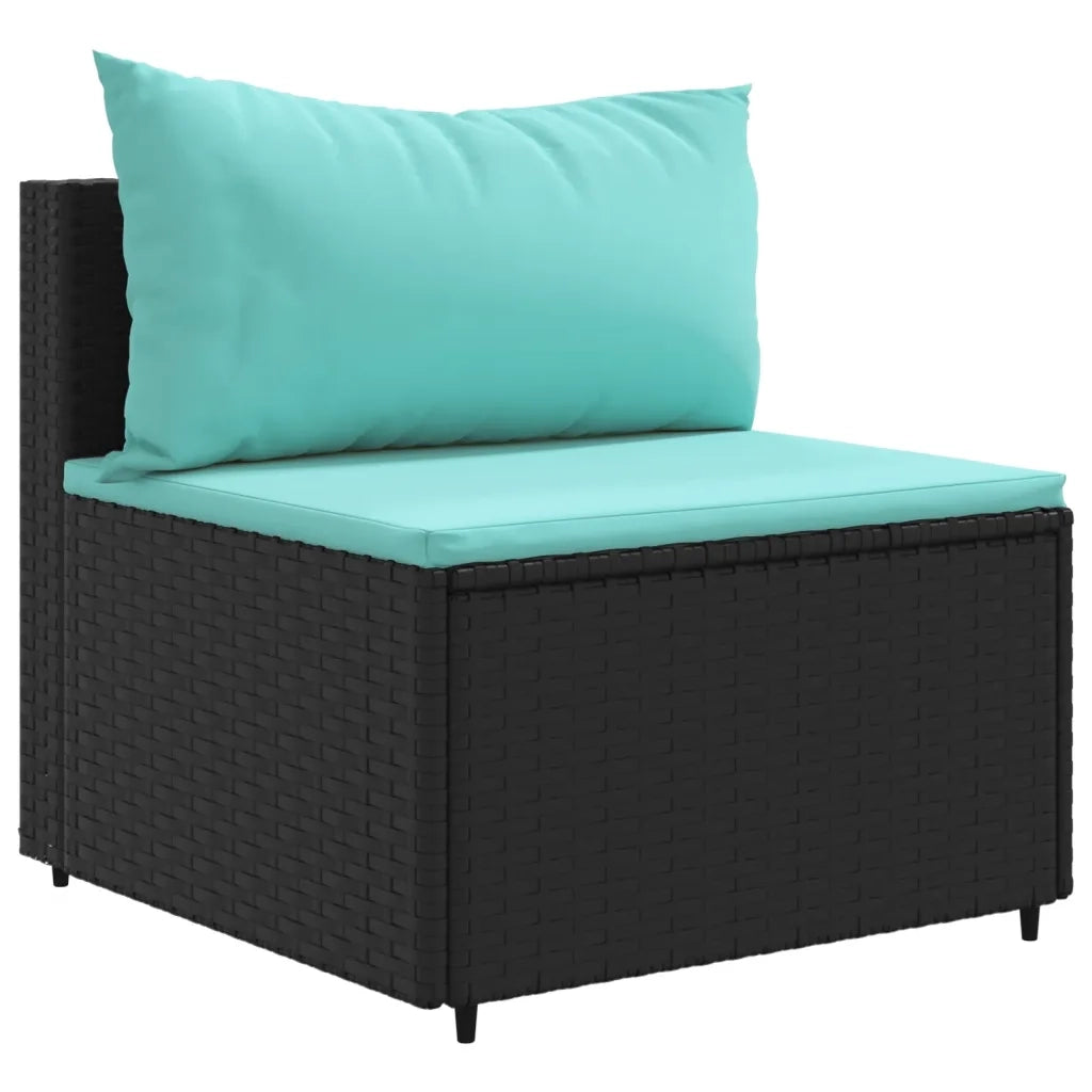 Set Mobili da Giardino 11 pz con Cuscini in Polyrattan Nero 3308292