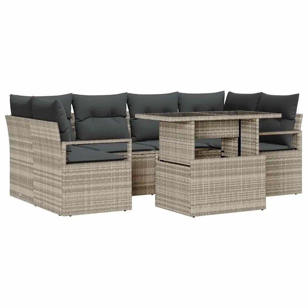 Set Divano da Giardino 7 pcs Grigio chiaro polyrattan