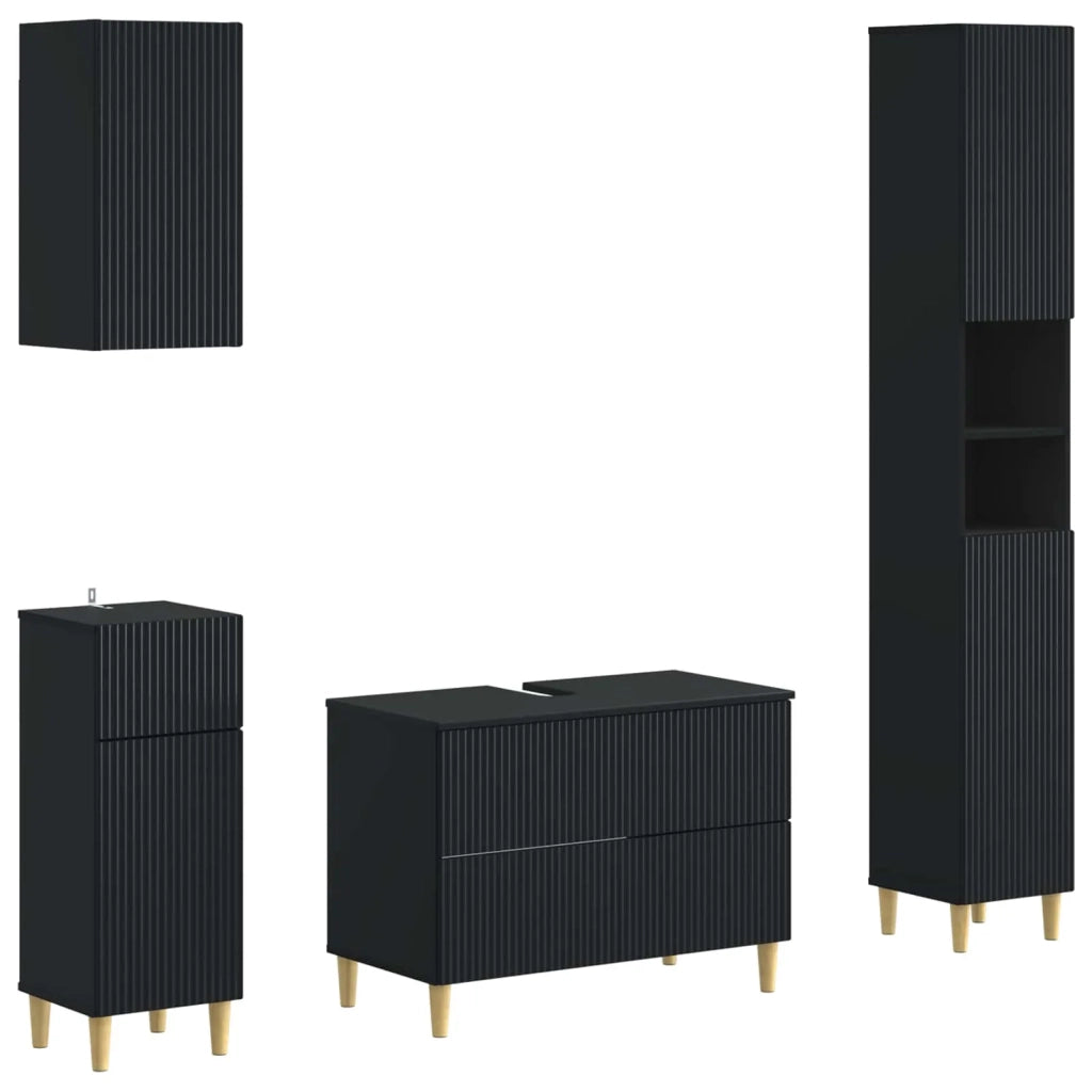 Set di Mobili da Bagno da 4 Pezzi ARNHEM Nero 3417928