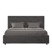 Letto una piazza e mezza con rete imbottito 130x190 microfibra grigio Mika