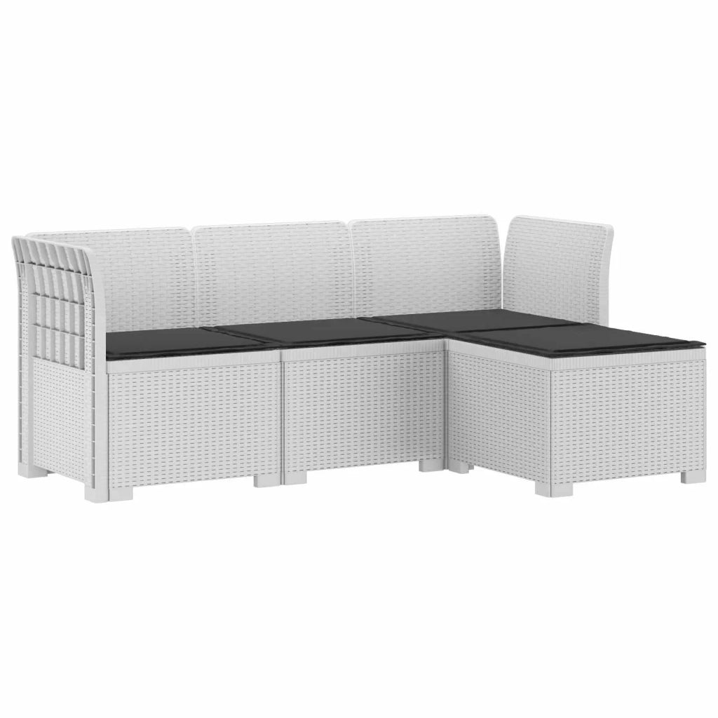 Divano da giardino 4 posti con cuscini aspetto rattan PP Bianco 3443935