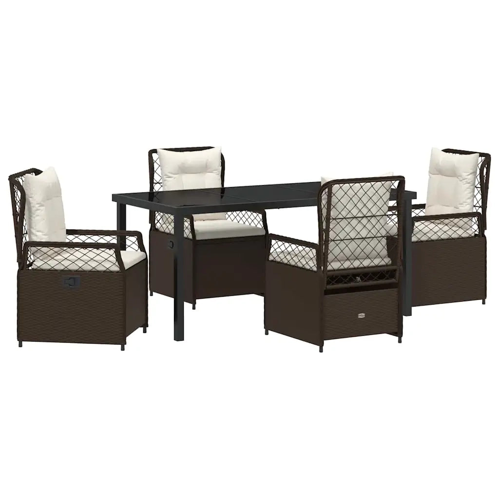Set da Pranzo per Giardino 5 pcs Marrone polyrattan