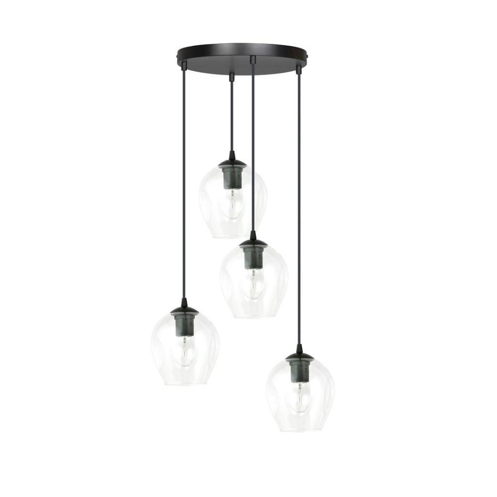 Lampadario Emibig Istar 4 vetro trasparente nero E27