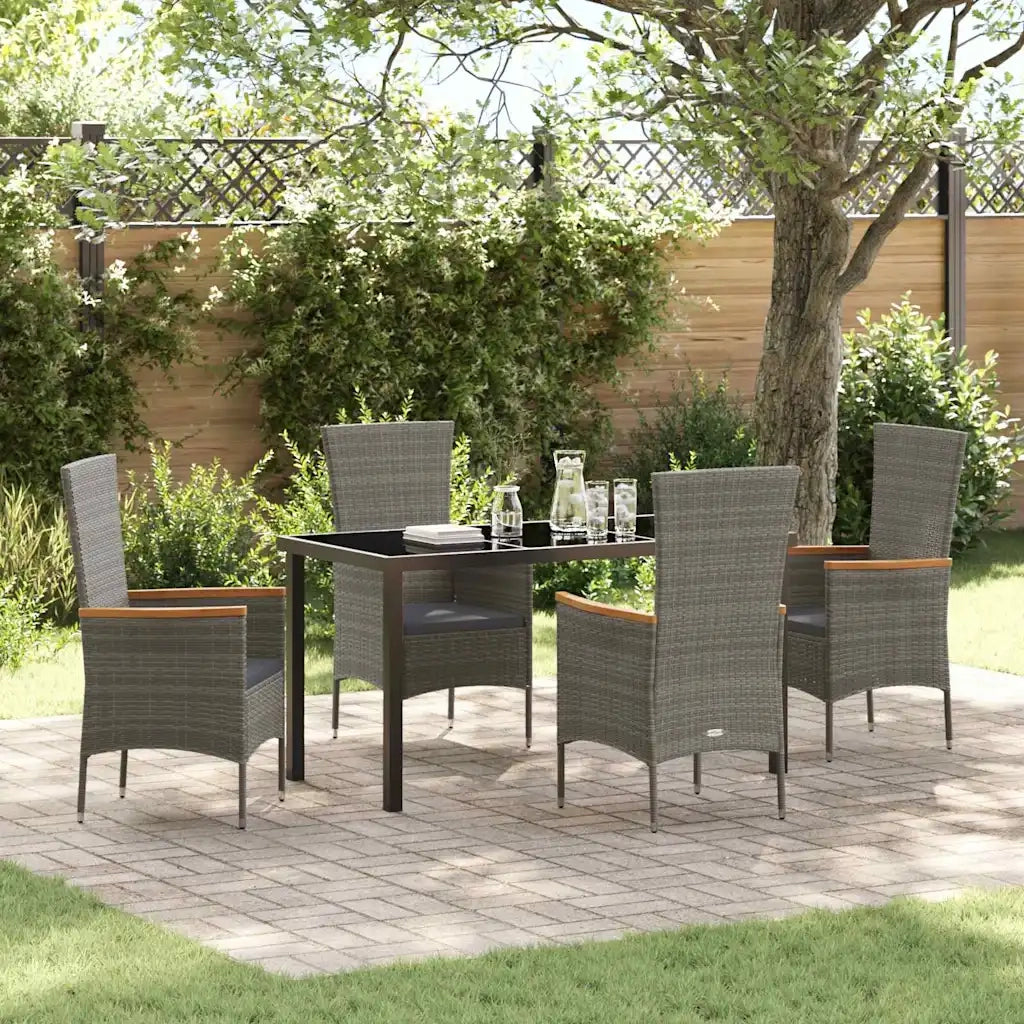Set da Pranzo per Giardino con cuscino 5 pcs Grigio 3379431
