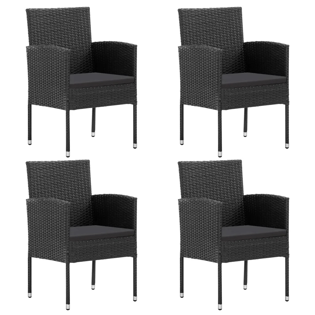 Set da Pranzo da Giardino 5 pz Nero con Cuscini in Polyrattan 3156774
