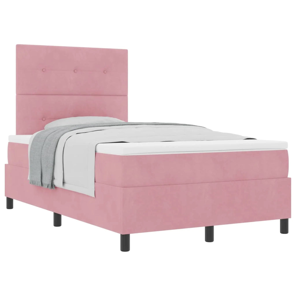 Letto a molle con materasso Rosa 120 x 190 cm Velluto 3339823