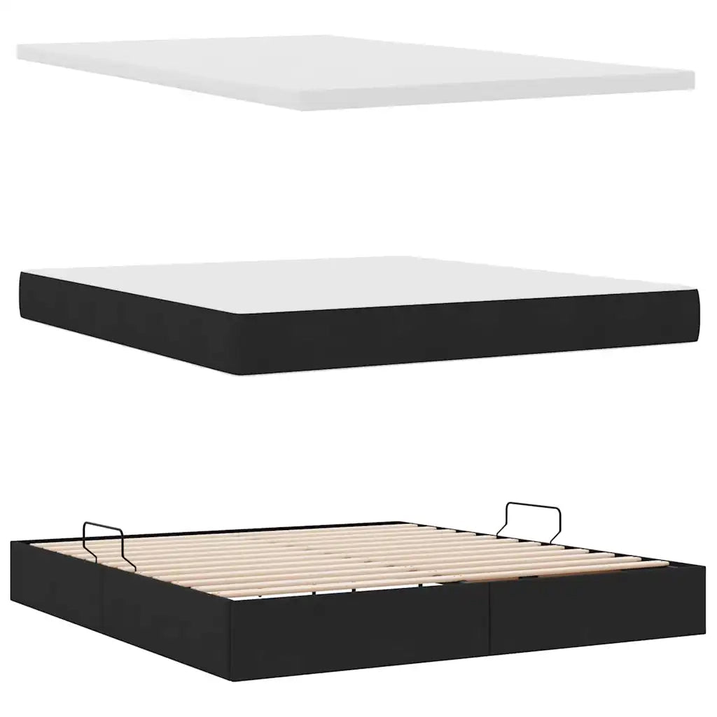 Letto con contenitore e materasso Nero 160 x 200 cm Poliestere 3371729