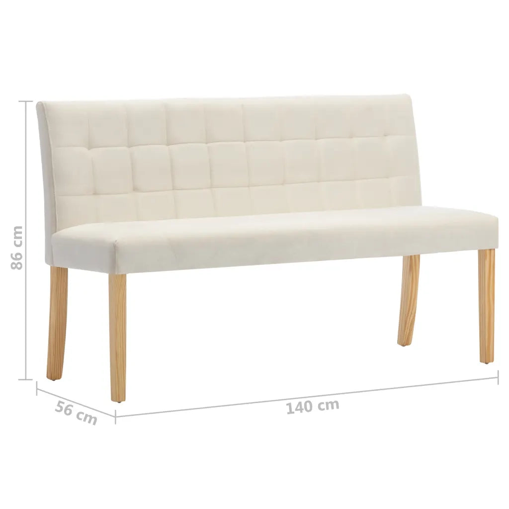 Panca-Sgabello 140 cm Crema in Velluto