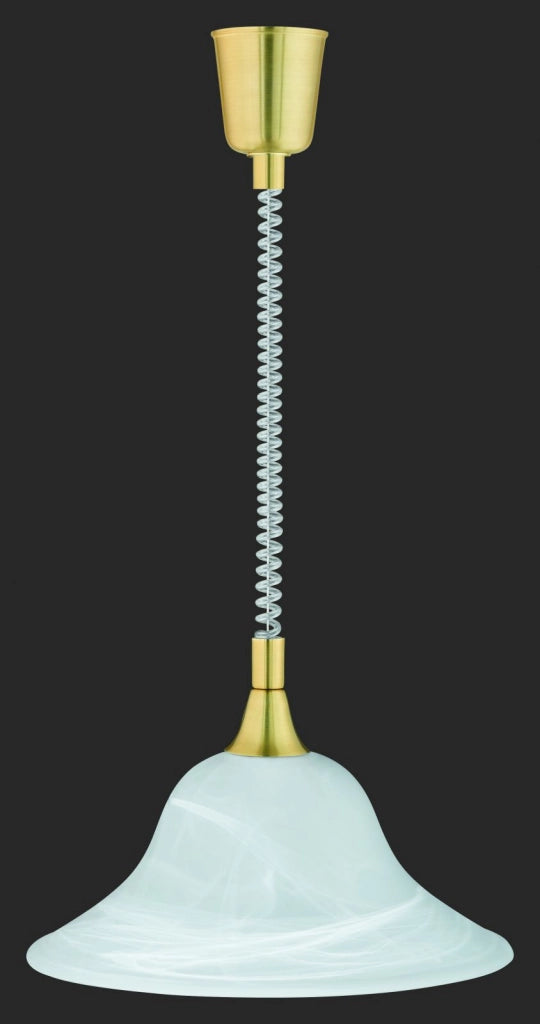 VIOLA SALISENDI CAMPANA IN VETRO ALABASTRO D.39CM 1 LUCE ATTACCO E27OTTONE SATINATO