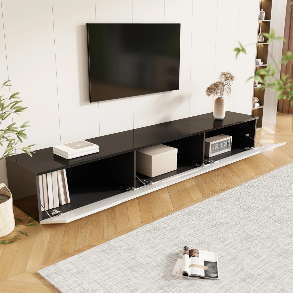 Cassettiera per TV nero-bianco; MDF e truciolare; 180 cm