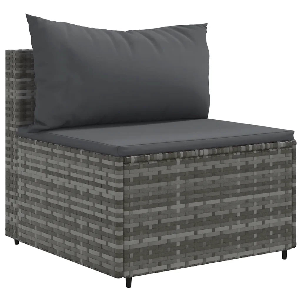 Set Divani da Giardino 6 pz con Cuscini in Polyrattan Grigio 3308210