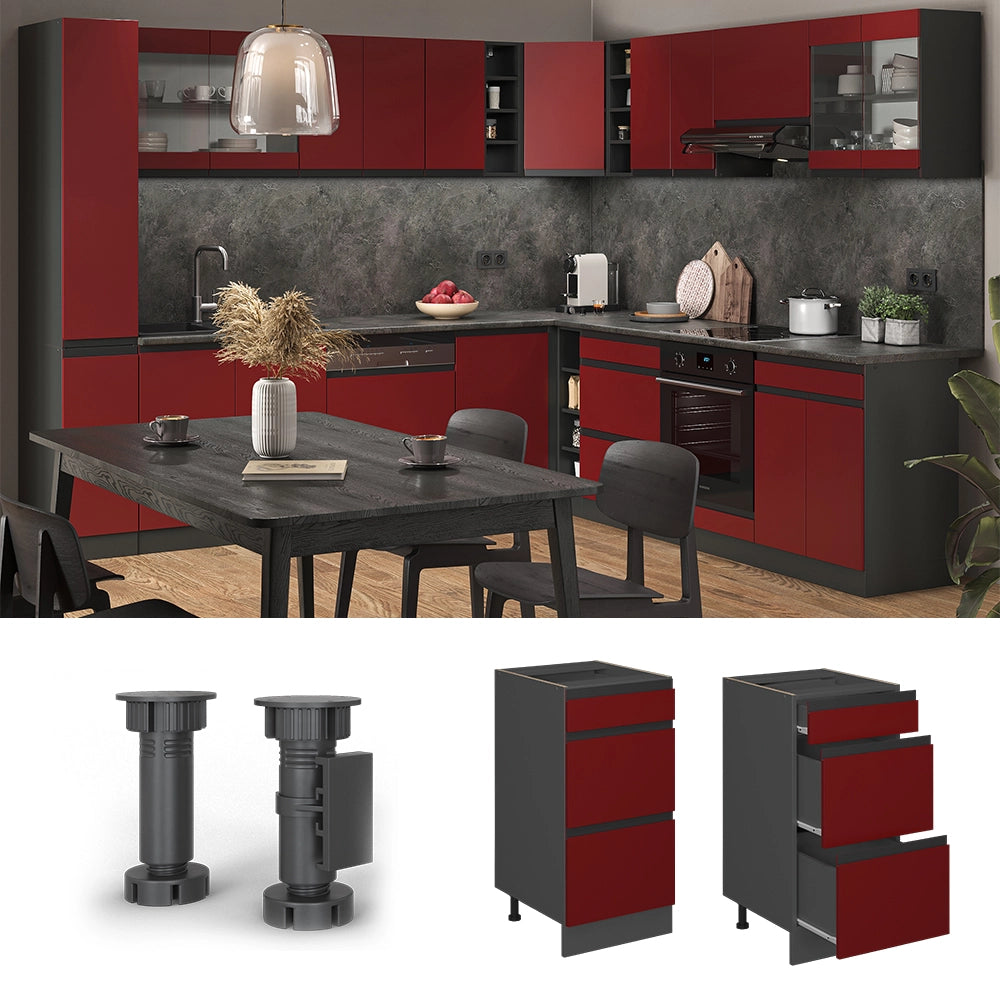 Vicco Mobiletto base per cucina Rosso 40 cm PL Marmo