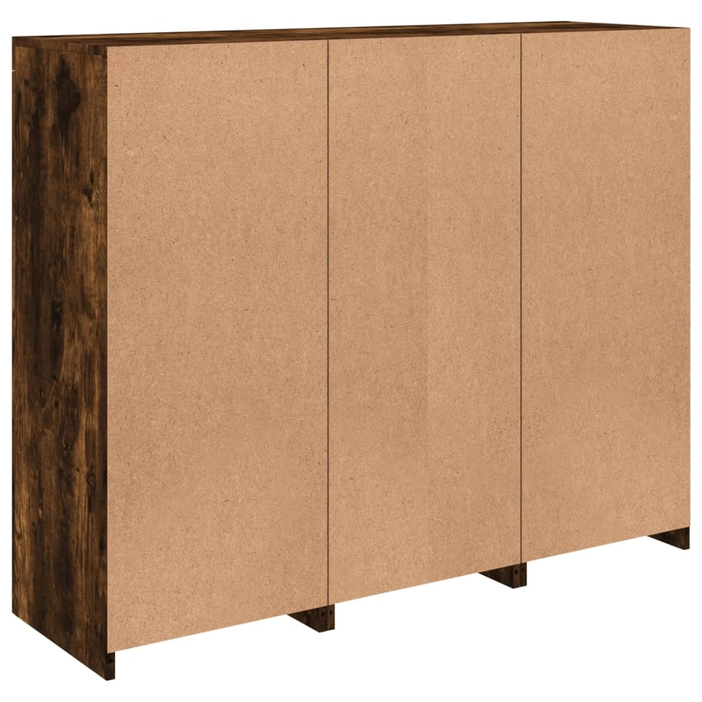 Buffet credenza cassettiera armadio mobile contenitore organizer per cucina soggiorno salotto con luci a LED 3 pezzi legno ingegnerizzato marrone 02_0037211