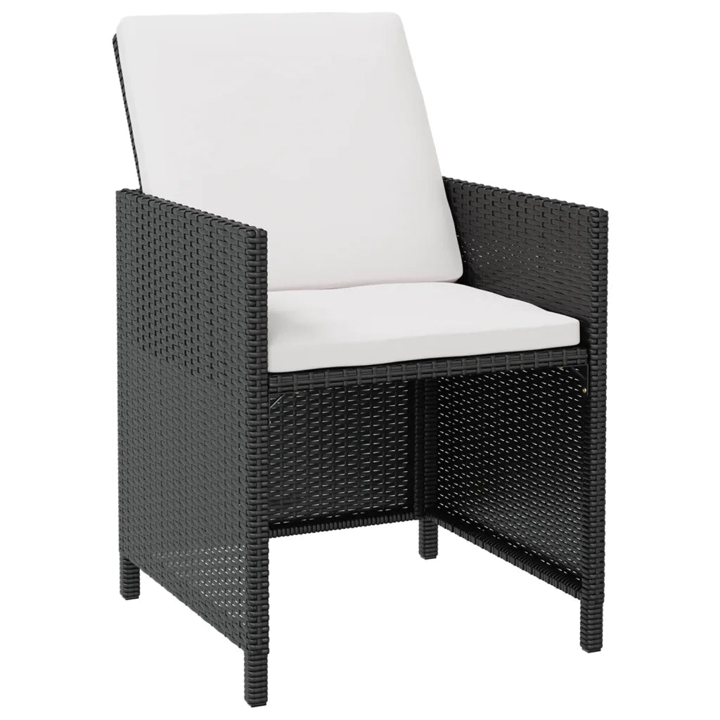 Set da Pranzo da Giardino 13 pz con Cuscini in Polyrattan Nero