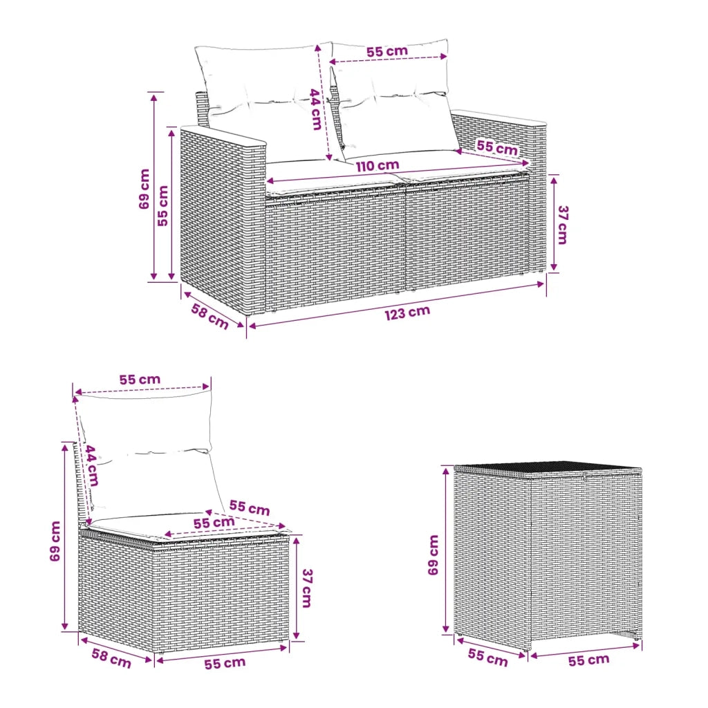 Set di divani 7 pz Beige e Grigio Chiaro 3448865
