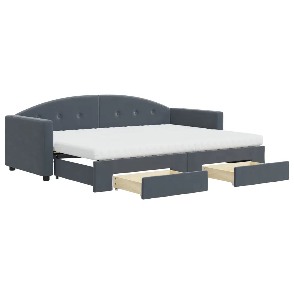 Divano Letto Estraibile Cassetti Grigio Scuro 80x200cm Velluto 3197367