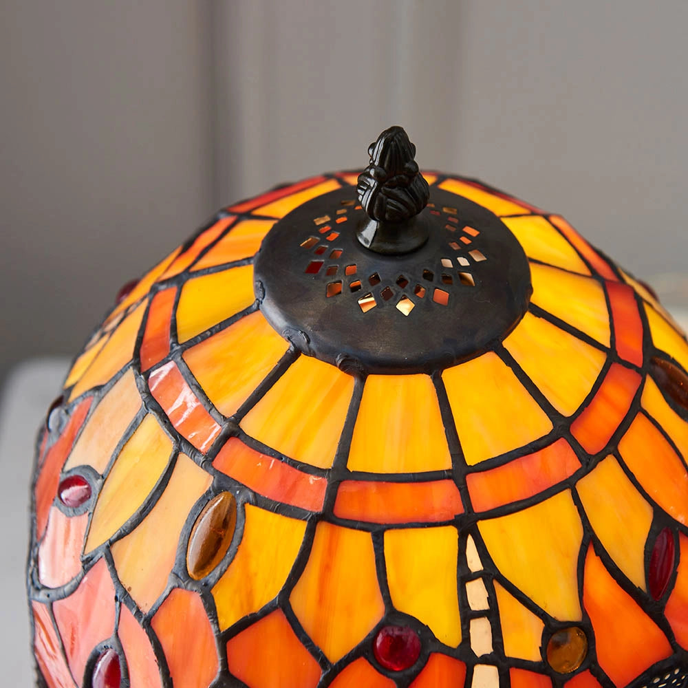 Lampada da tavolo Tiffany Dragonfly Flame rossa E14 40W
