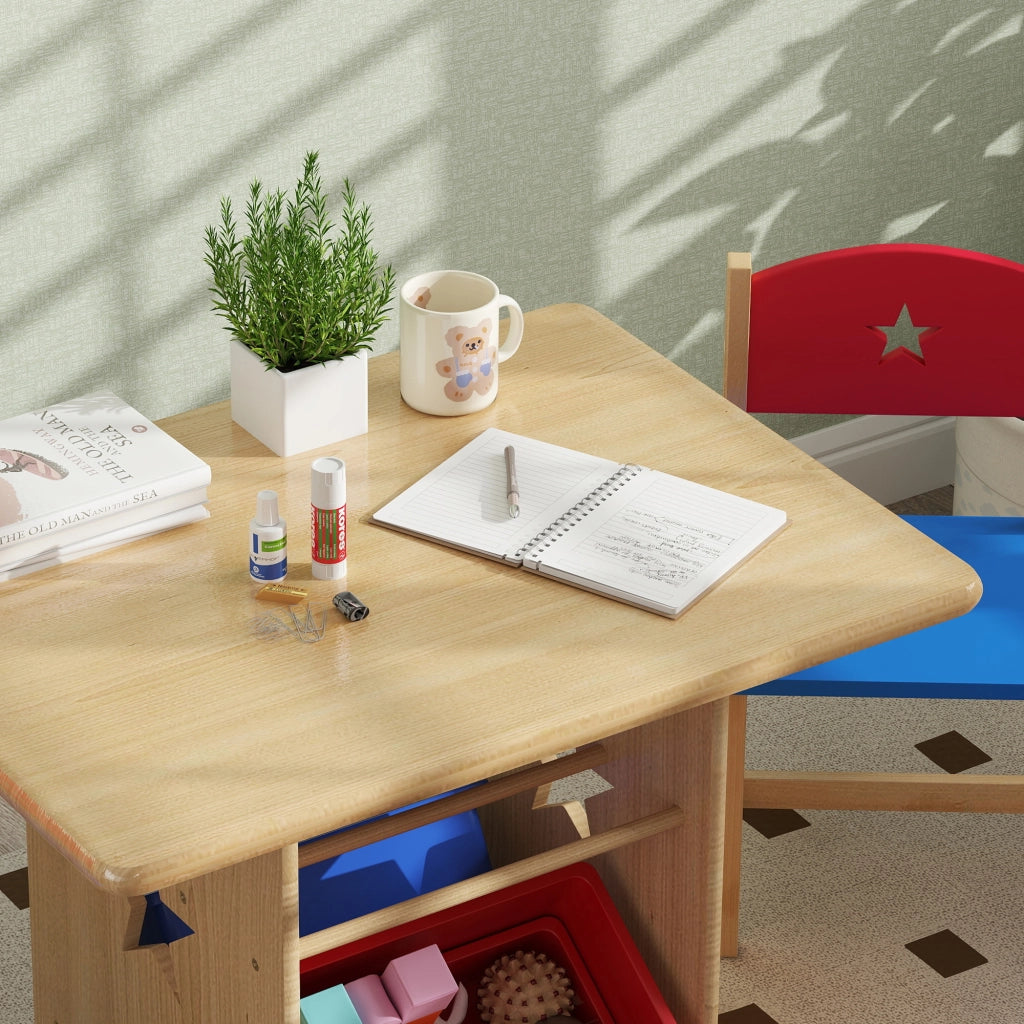 Tavolo con Sedie per Bambini ¨C Minimal ¨C Legno e PP, 4 Contenitori