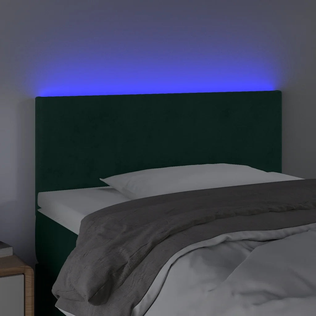 Testiera a LED-Testata con LED Verde Scuro 100x5x78/88 cm in Velluto 903473