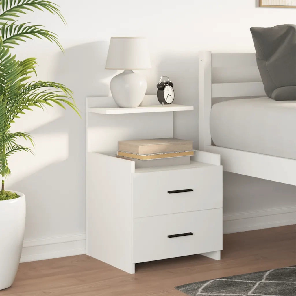 Comodino con 2 Cassetti Bianco 40x36,5x62 cm 858632