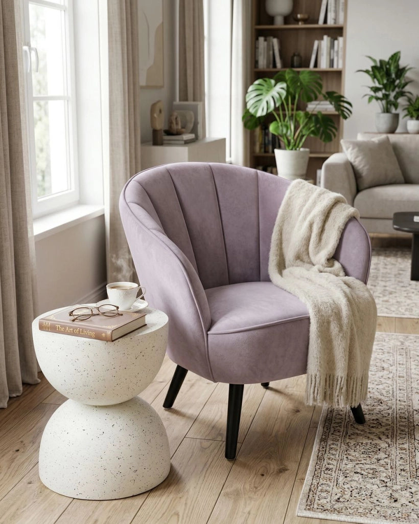 Poltrona con rivestimento in tessuto di velluto rosa Glam Shell Back  Chair