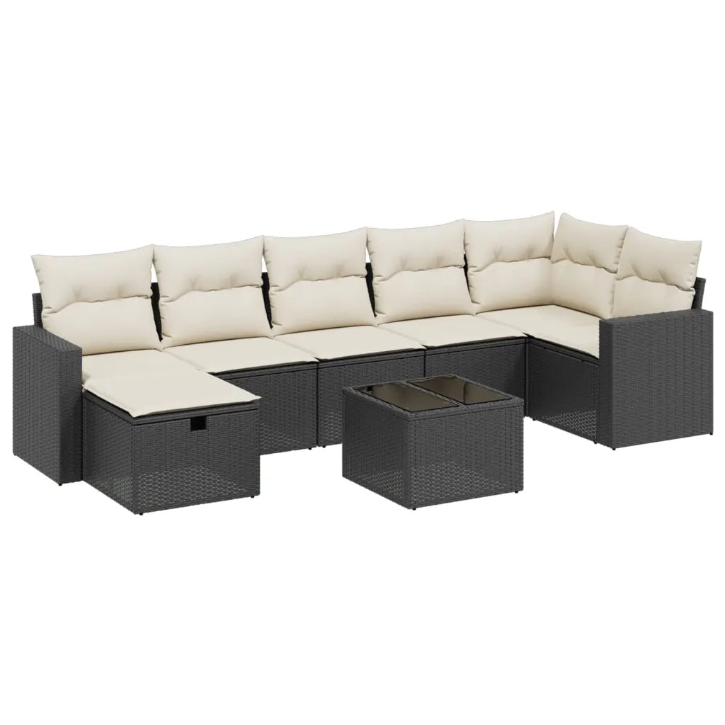 Set Divani da Giardino con Cuscini 8 pz Nero in Polyrattan 3263512