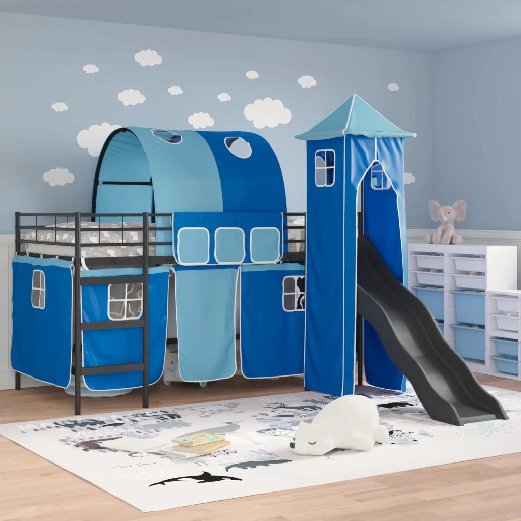 Struttura del letto loft per bambini Nero e Blu 107 x 200 cm