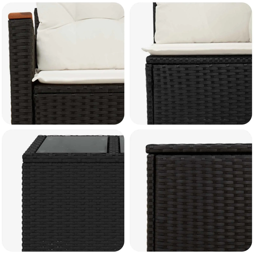 Set di divani 6 pz Nero e Bianco Crema 3447605