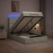 Letto Ottomano con Materasso e LED Grigio Chiaro 120 x 200 cm 3458223