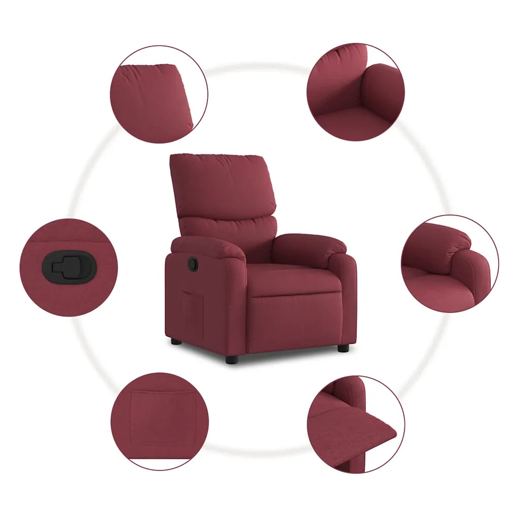 Poltrona Reclinabile in Tessuto Rosso Vino 373413