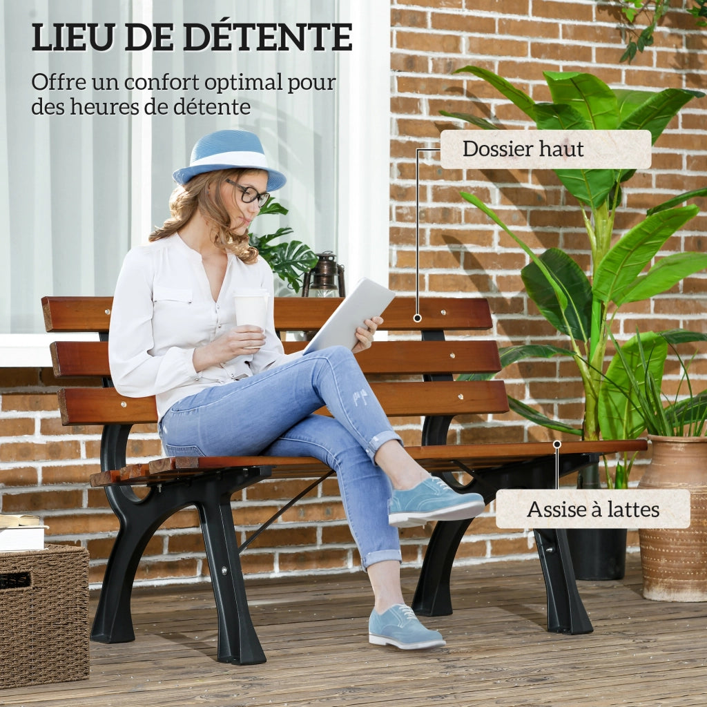 Panchina da giardino 2 posti ¨C zephmum ¨C alluminio e legno, 120x57x70 cm