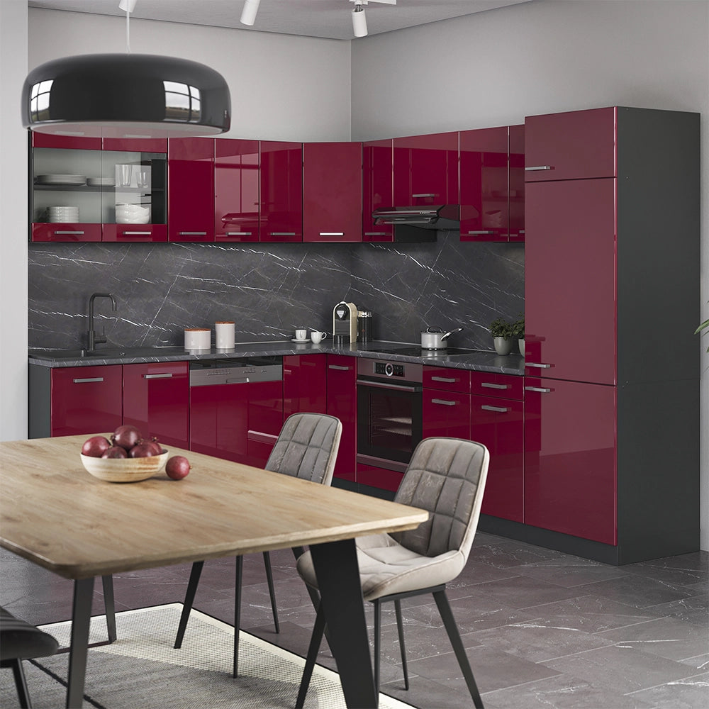 Vicco Frontale cucina Rosso lucido 29.6 x 196 cm frontale del mobile per mobile alto estraibile