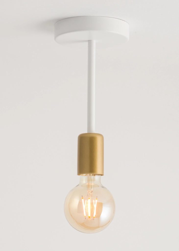 Plafoniera loft minimal bianco-oro Gino 1 luce E27 Sigma