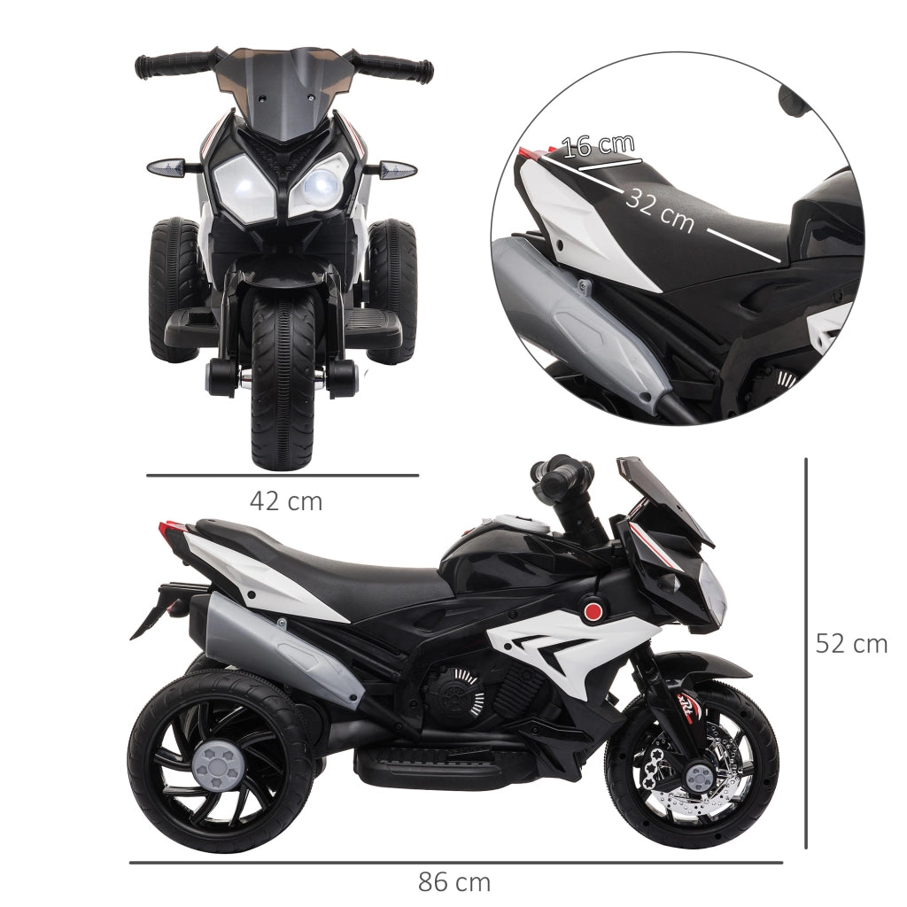 Moto elettrica bambini 3 ruote 6V ¨C zephmum ¨C nero e bianco