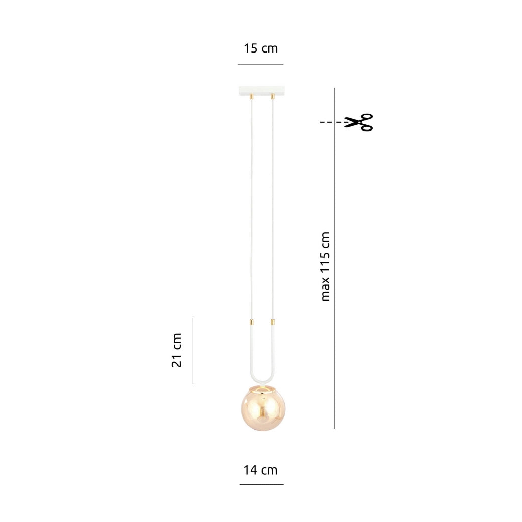 Lampada sospensione Emibig Glam E14 bianca miele Ø15