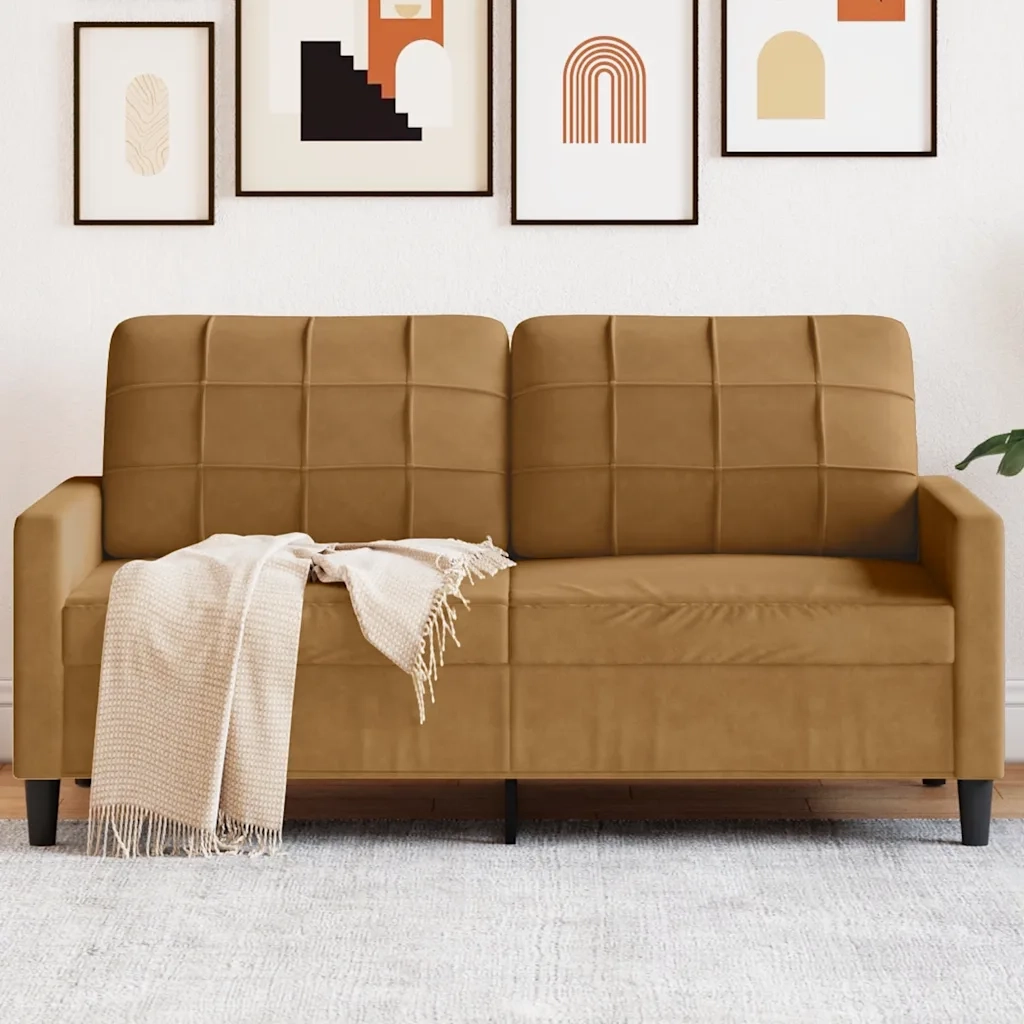 Divano | Divano da soggiorno | Sofa a 2 Posti Marrone 140 cm in Velluto